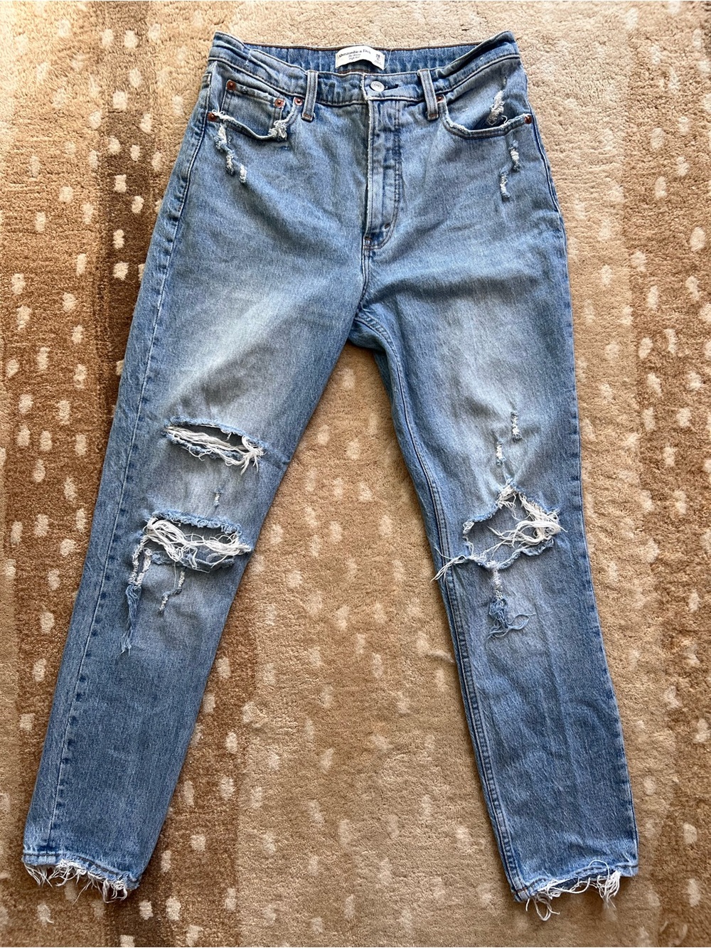 Abercrombie & Fitch Light Blue Distressed Boyfriend Jeans